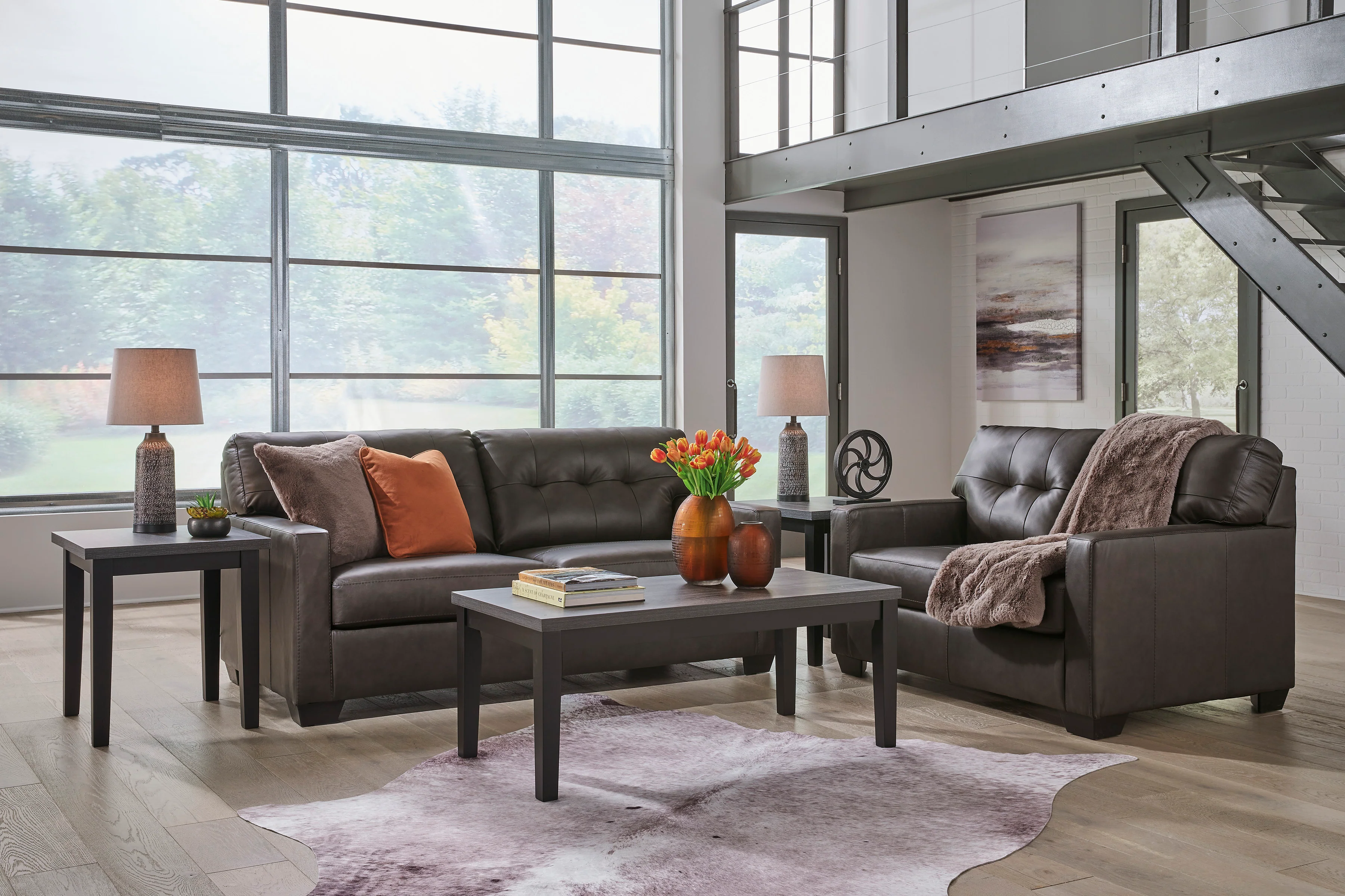 Belize 74" Brown Leather Match Sofa - Image 4