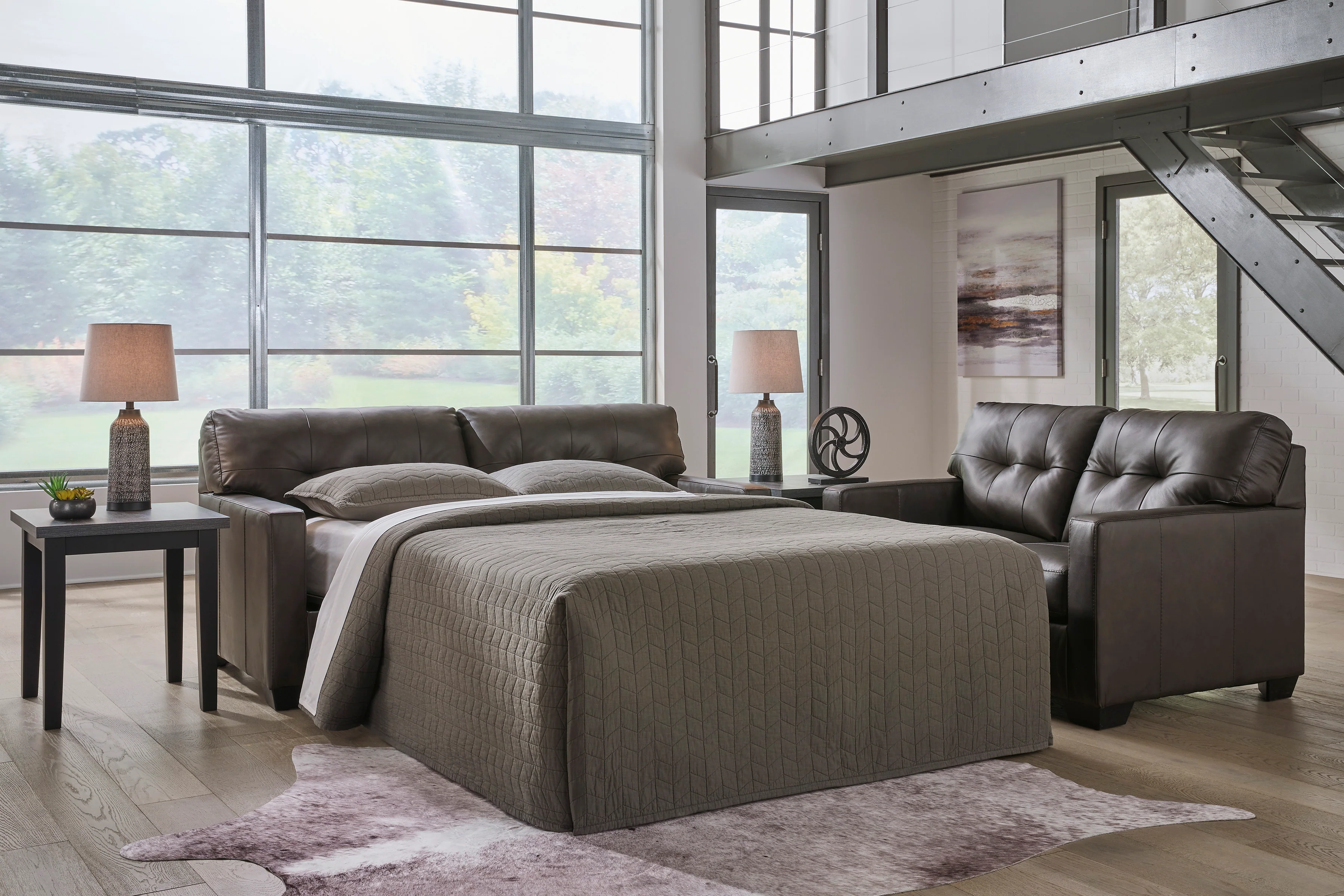 Belize 74" Brown Leather Match Sofa - Image 7