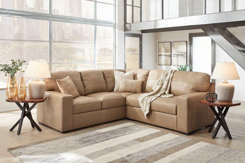 Brandon 100" Leather 2pc Camel Sectional - Image 5