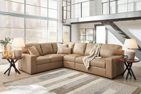 Brandon 100" Leather 2pc Camel Sectional - Image 6